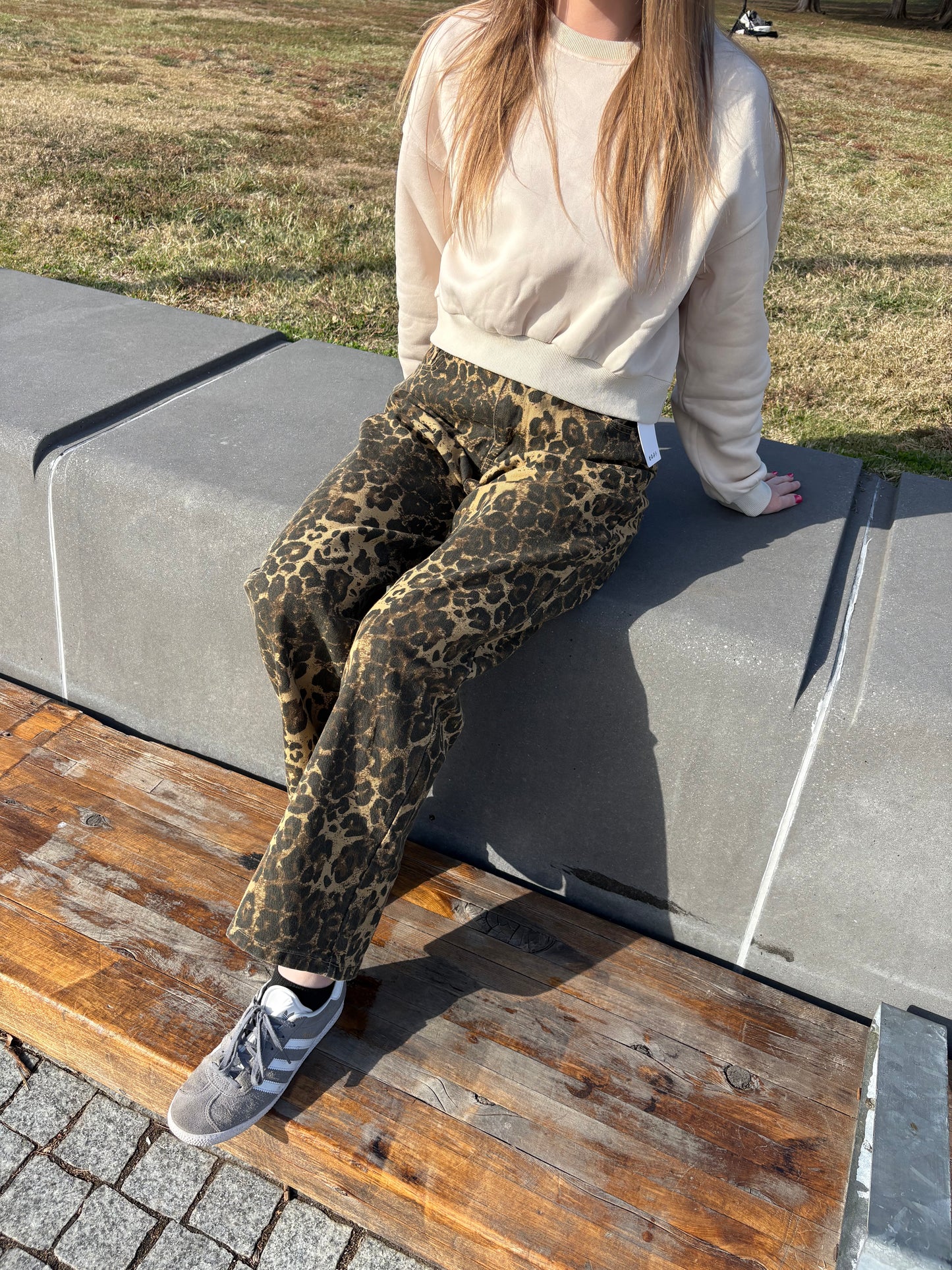 Cindy Leopard Print Straight Leg Jeans